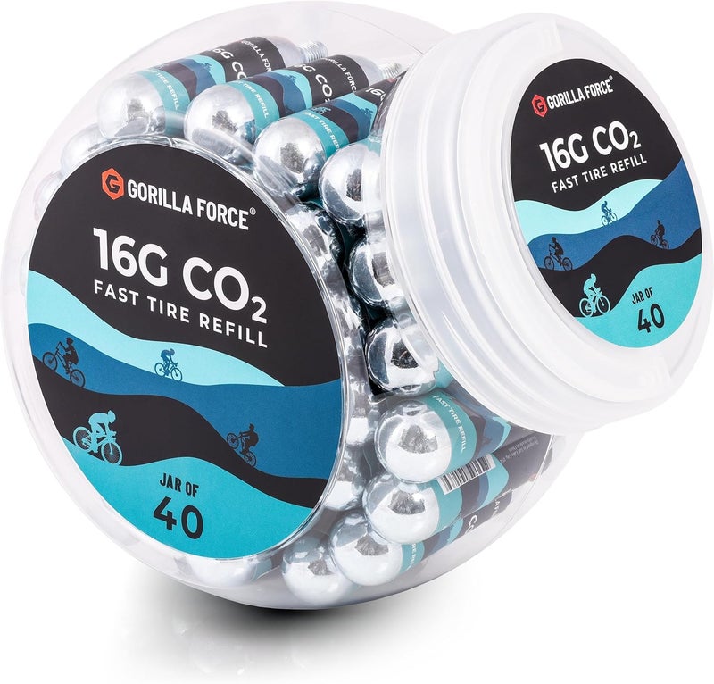 Gorilla Force Threaded CO2 Cartridges, 16g for Bike Tire Inflators - Image 1